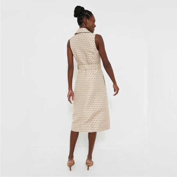 Tuckernuck NWT Ocean Spray Sleeveless Cheyenne Dress size XS tan/blue geo print - Picture 3 of 14
